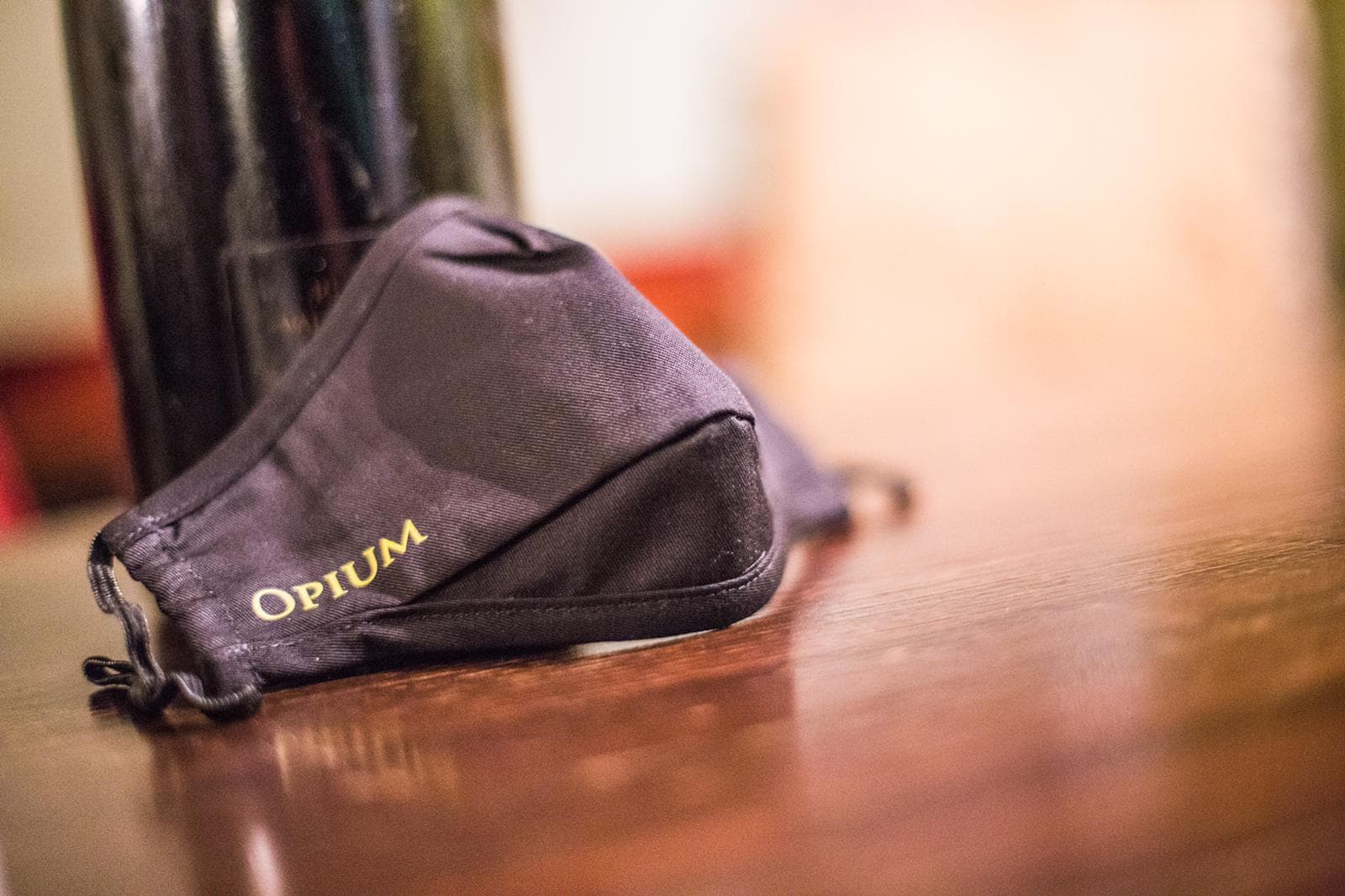 A detail of Opium's antique interior in low light.